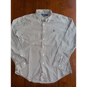 Polo Ralph Lauren Custom Fit Navy and White Striped Button Down Shirt Size L